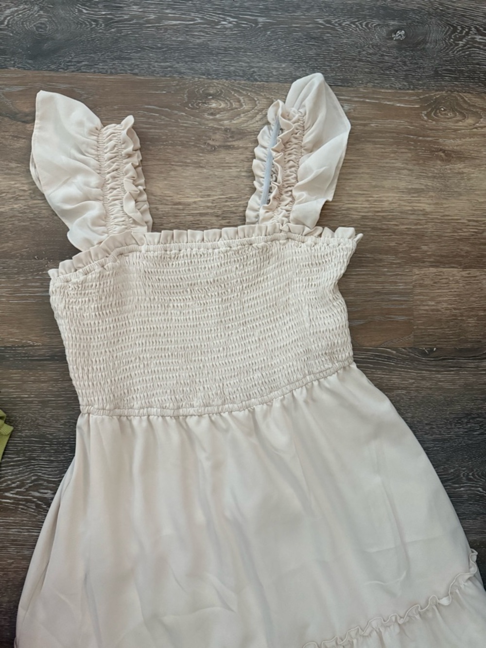 Grace Karin Cream Ruffled Smocked Midi Dress